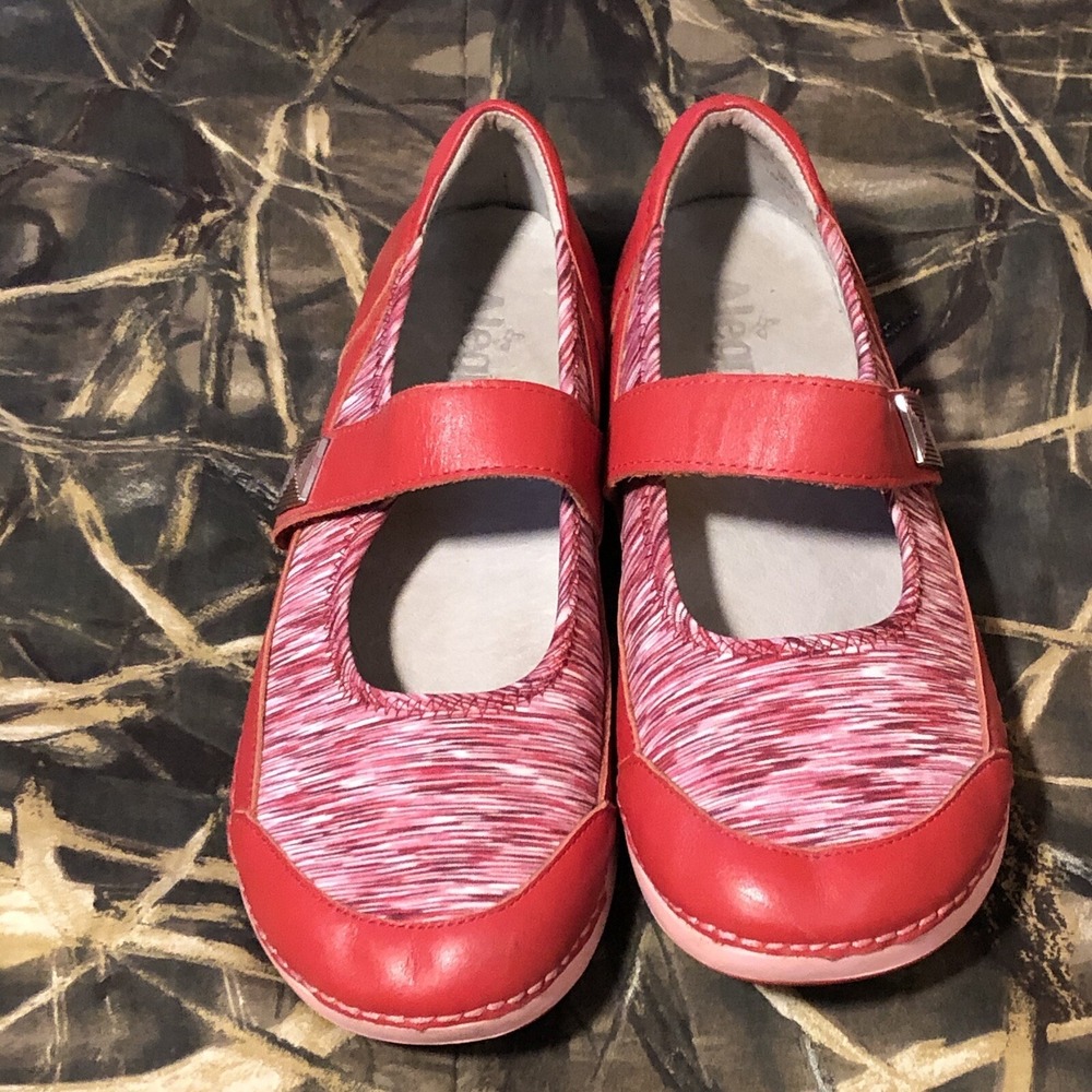 Alegria Gem 623 Red Pink Marled Leather Mary Jane Comfort Shoes Womens 39 - Picture 3 of 8